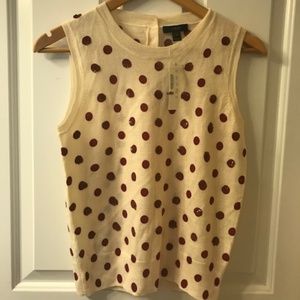 J Crew Polka Dot 100% Merino Wool Top NWT Size S